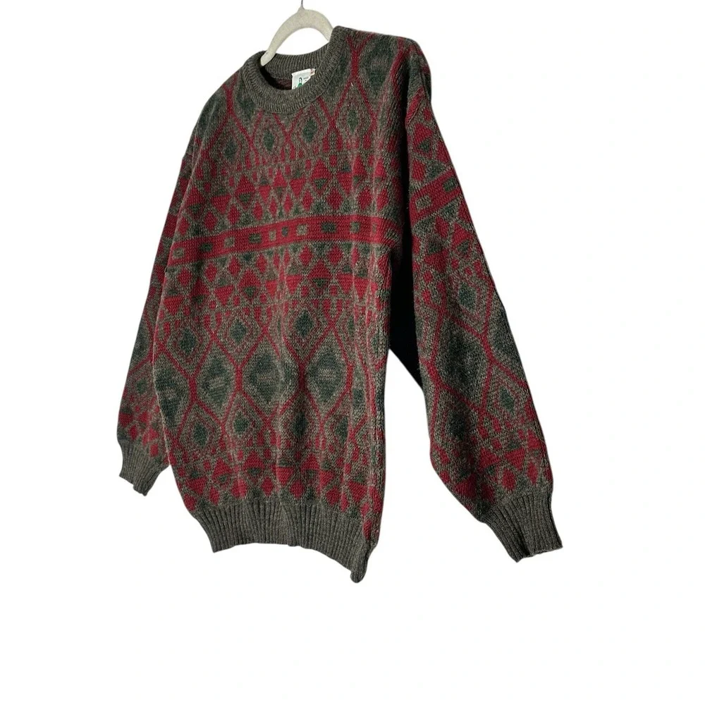 Vintage Woodman's‎ Men's Medium Sweater Wool Blend Crew Y2K Nordic Outdoor